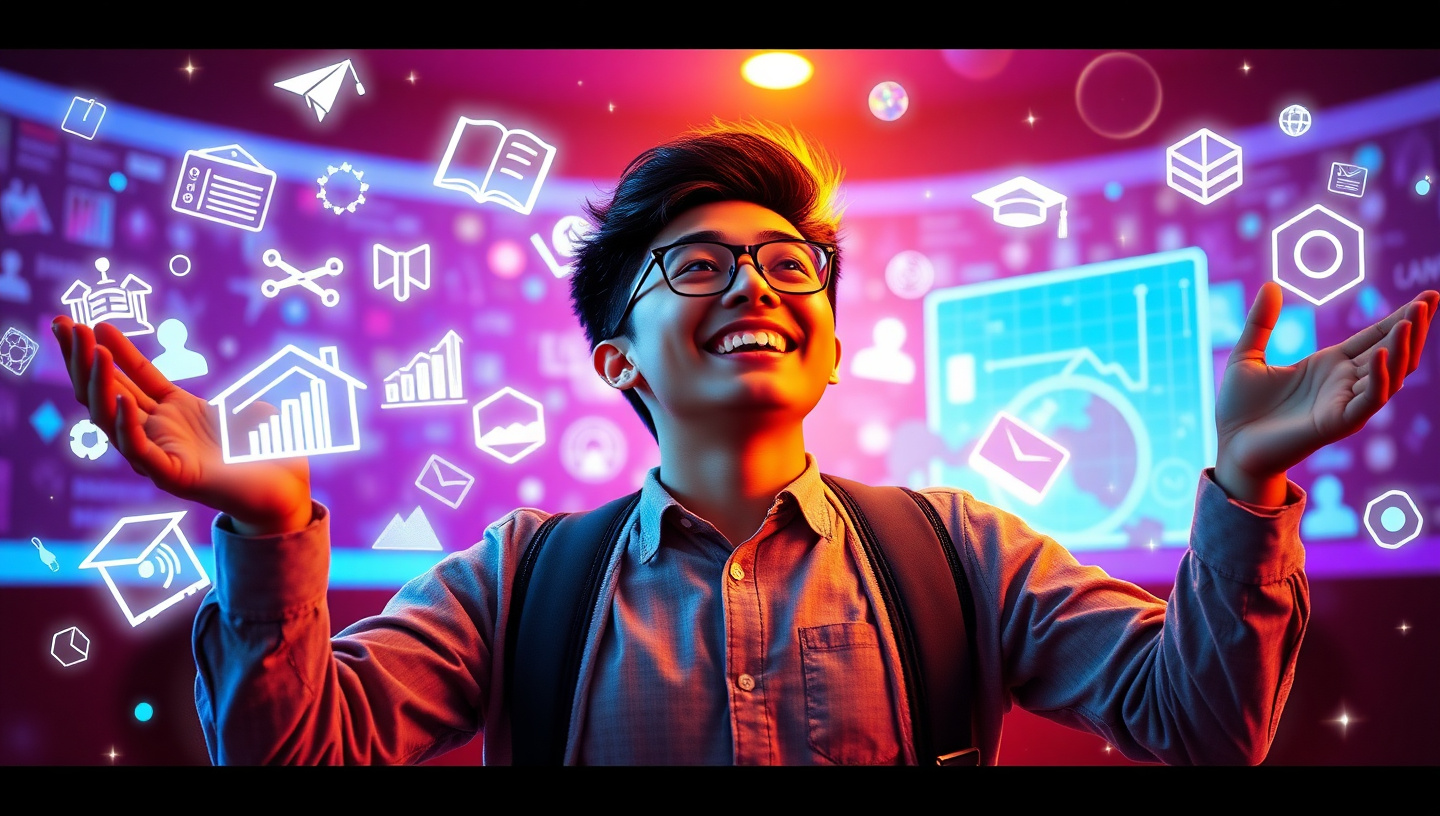 Students celebrating learning success